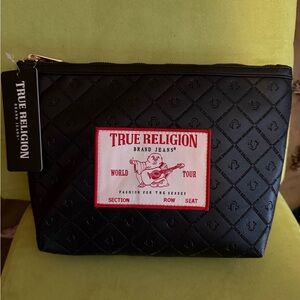 True Religion Black Quilted Cosmetic Bag